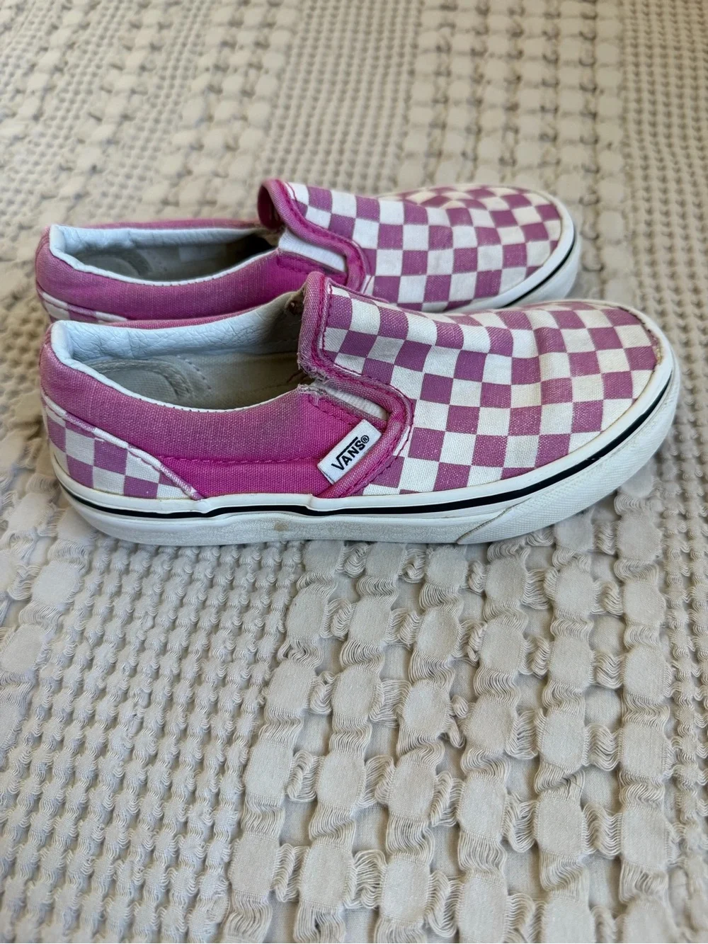 Vans Shoes Girls 13.5 Little Kids Pink Checker Slip On Sneakers Comfort Skate